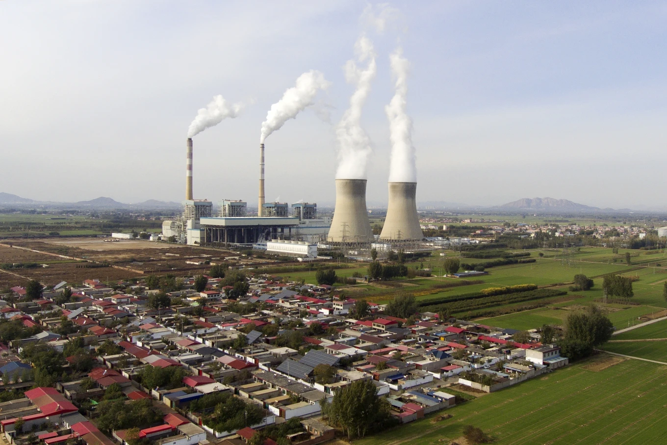 Guohua Power Station, a coal-fired power plant, operates in Dingzhou, Baoding, in the northern China’s Hebei province